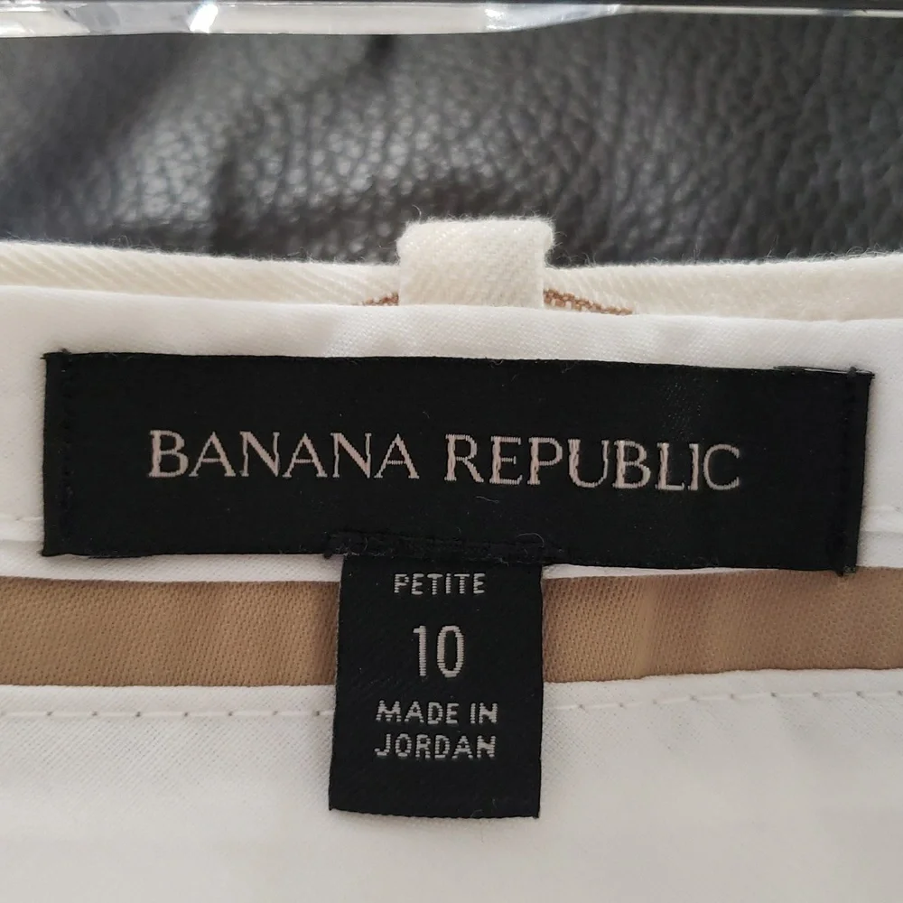 Banana Republic Wide Leg Linen Blend Cream Striped Trousers Size 10p